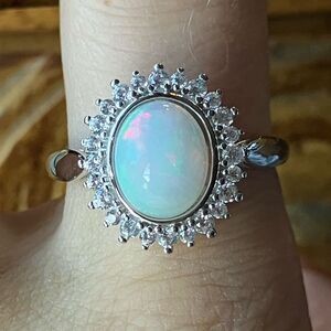 Natural Ethiopian Opal Sterling Silver Ring Size 9.75